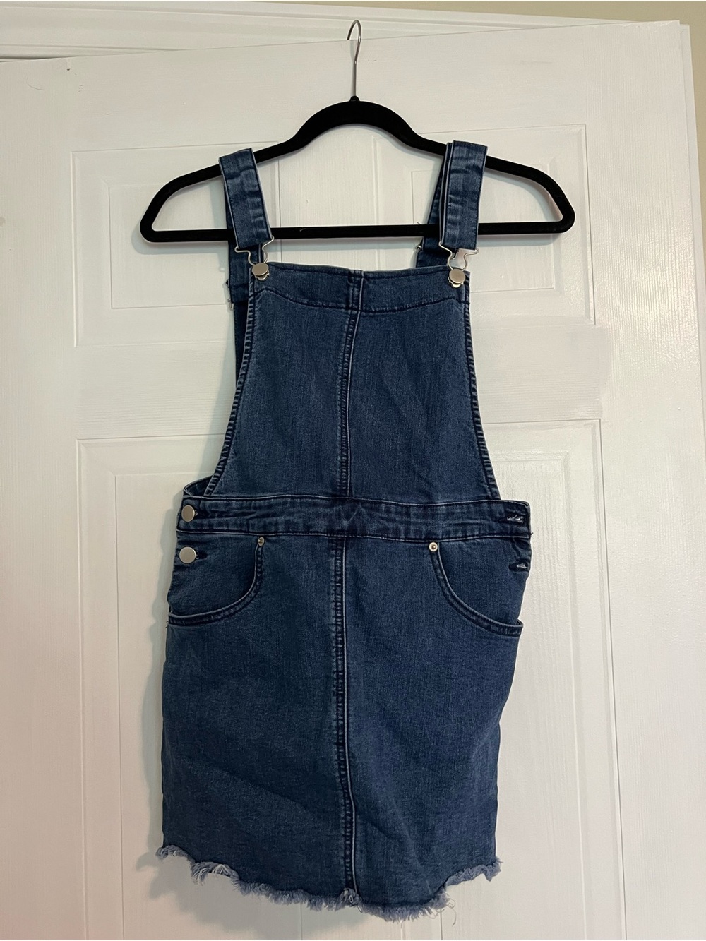 Denim Overall Skirt Dress - Dark Blue